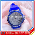 2012Hot sale!!! Fashionable colorful trendy novety blue silicone strap watch